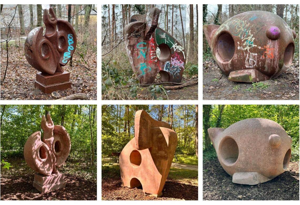 Die Figuren vor und nach der Reinigung (Fotos: Jürgen Knape)